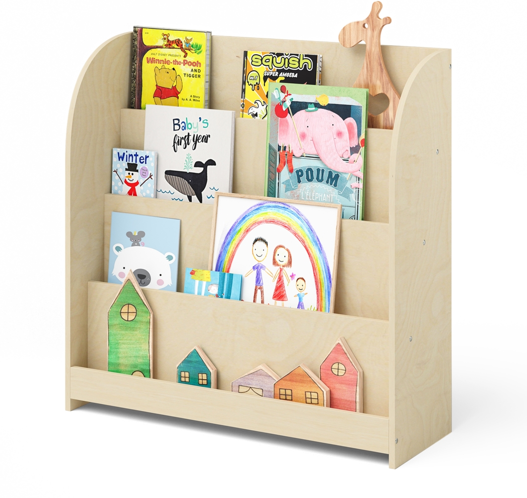 Bellabino 'Baru' Kinderbücherregal mit 4 Ablagefächern, Sperrholz natur unbehandelt, 88 x 30 x 80 cm Bild 1