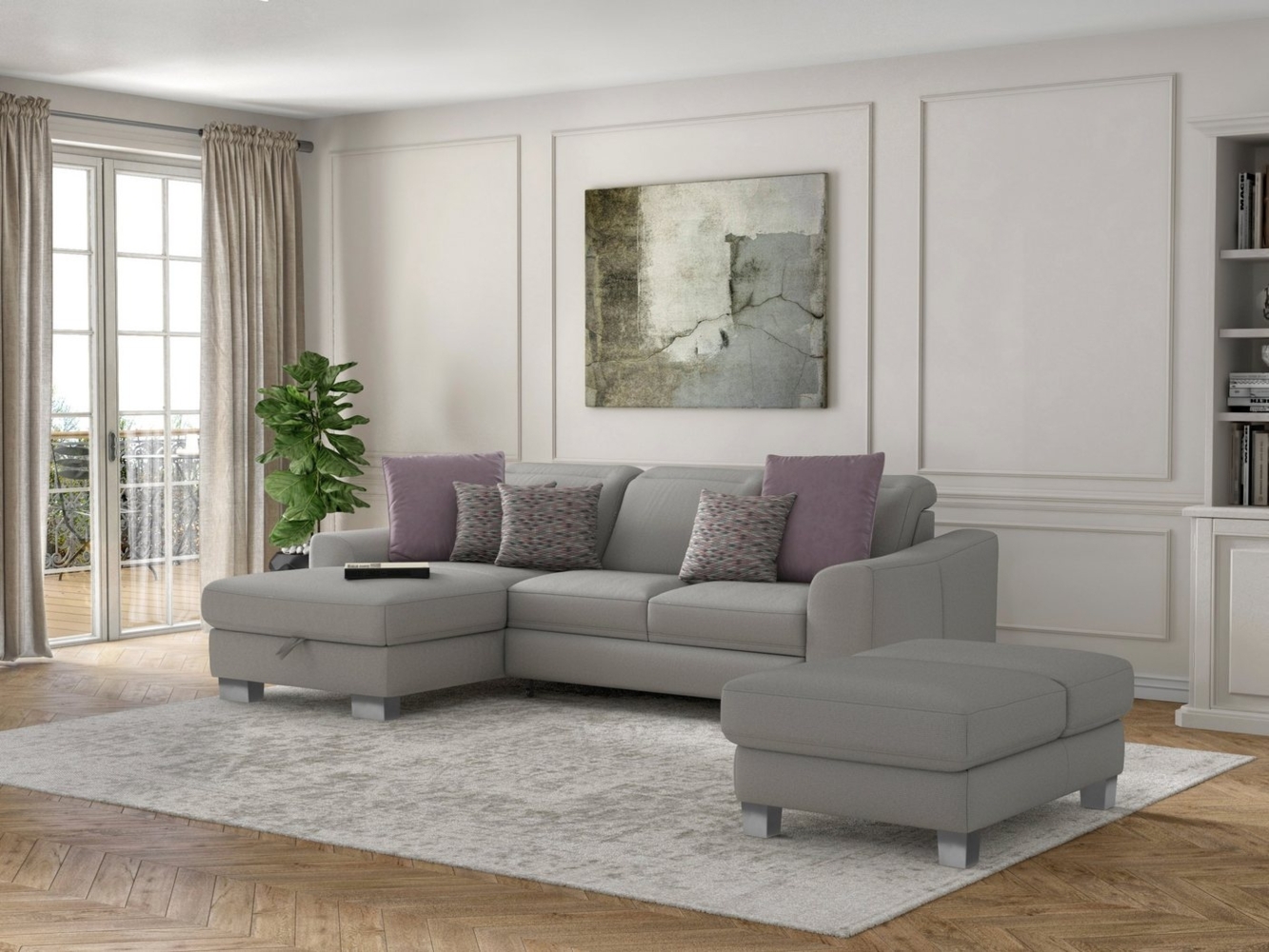 sit&more Ecksofa Dundee L-Form, mit Federkern und Edelstahlfüßen, wahlweise mit Kopfteilverstellung Bild 1