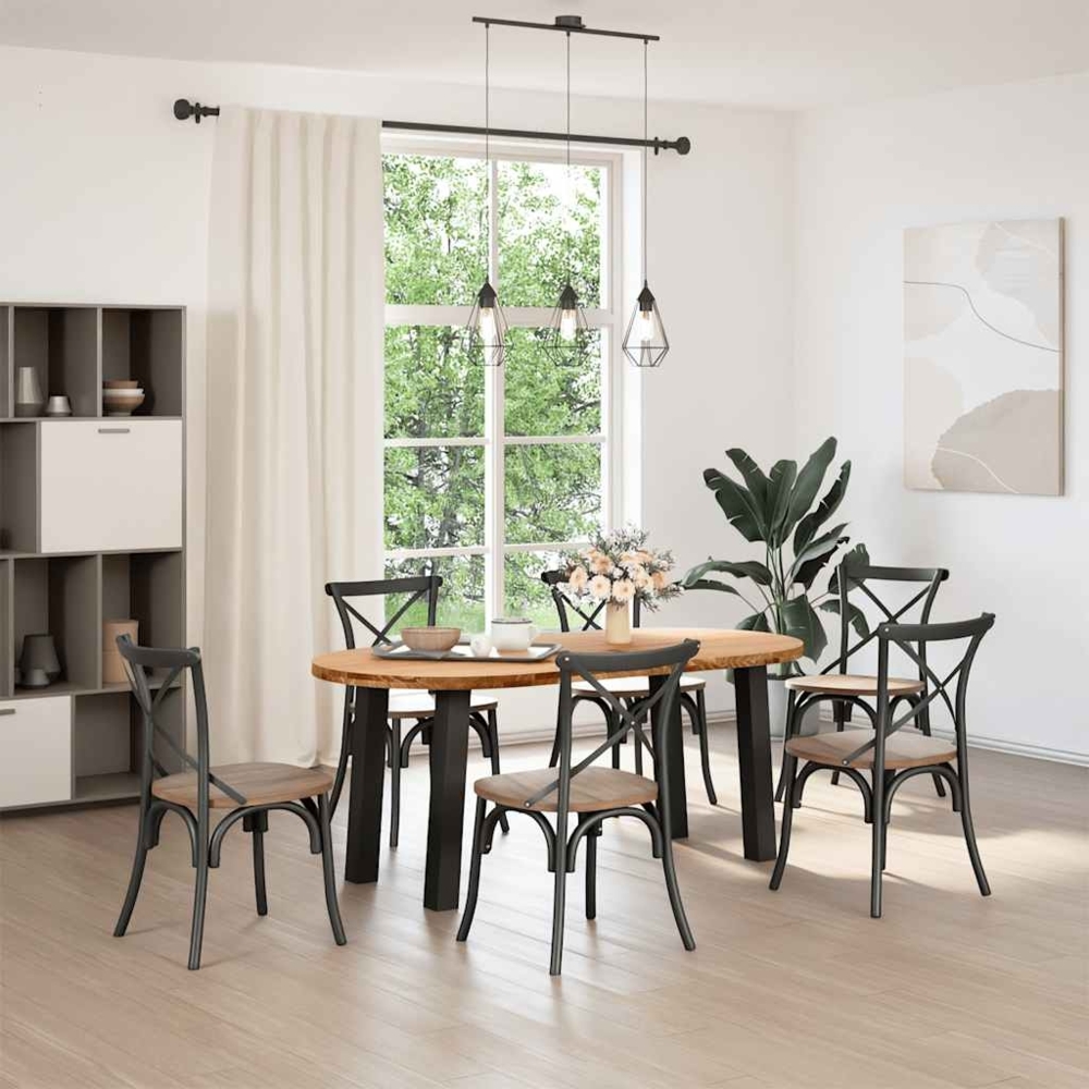 vidaXL Esstisch Hellbraun 180x90x74 cm Massivholz Eiche Oval 3305445 Bild 1