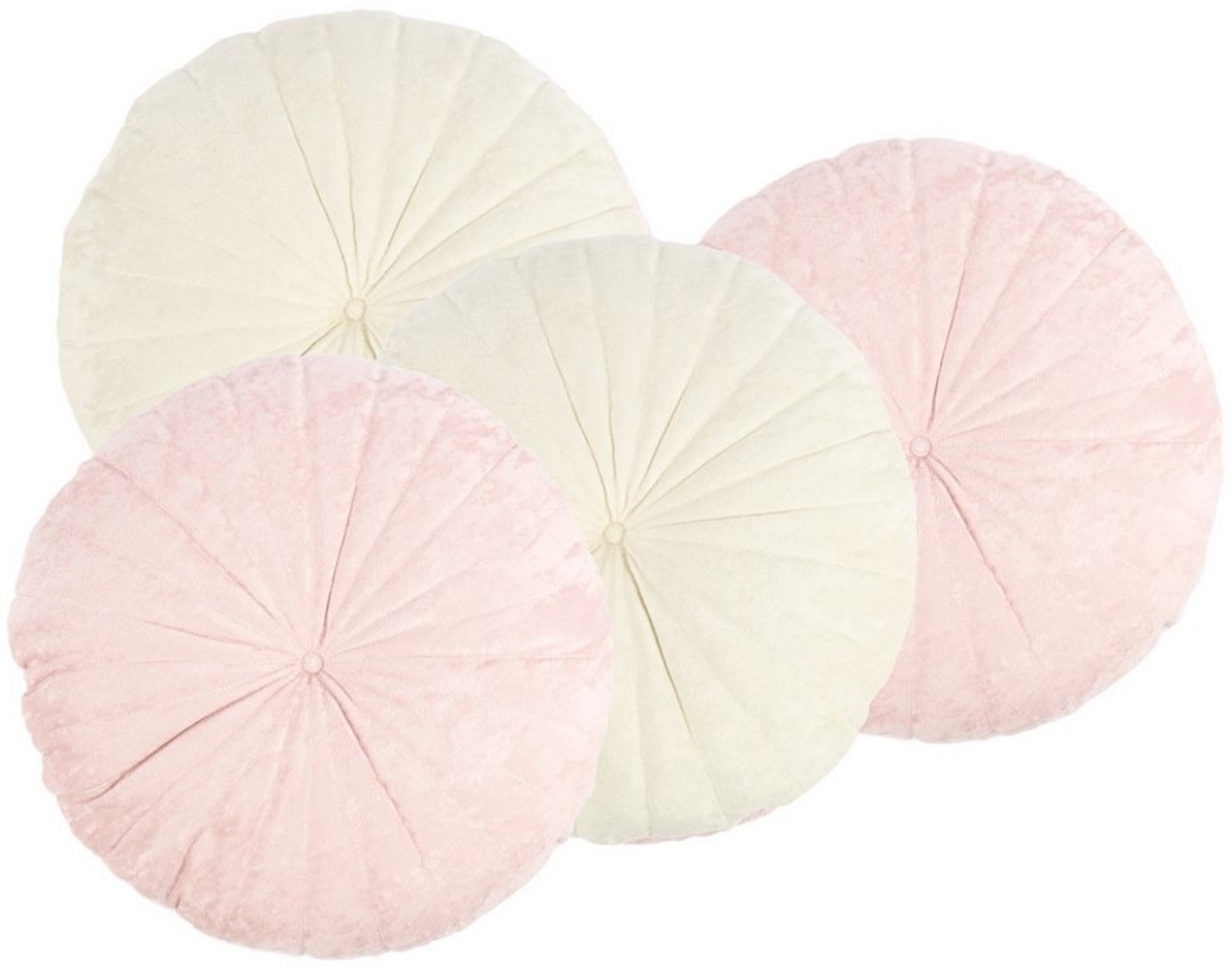 HTI-Living Dekokissen Dekokissen 4 Stück Ø 38 cm Creme/Rosa, rundes Kissen Sofakissen Bild 1