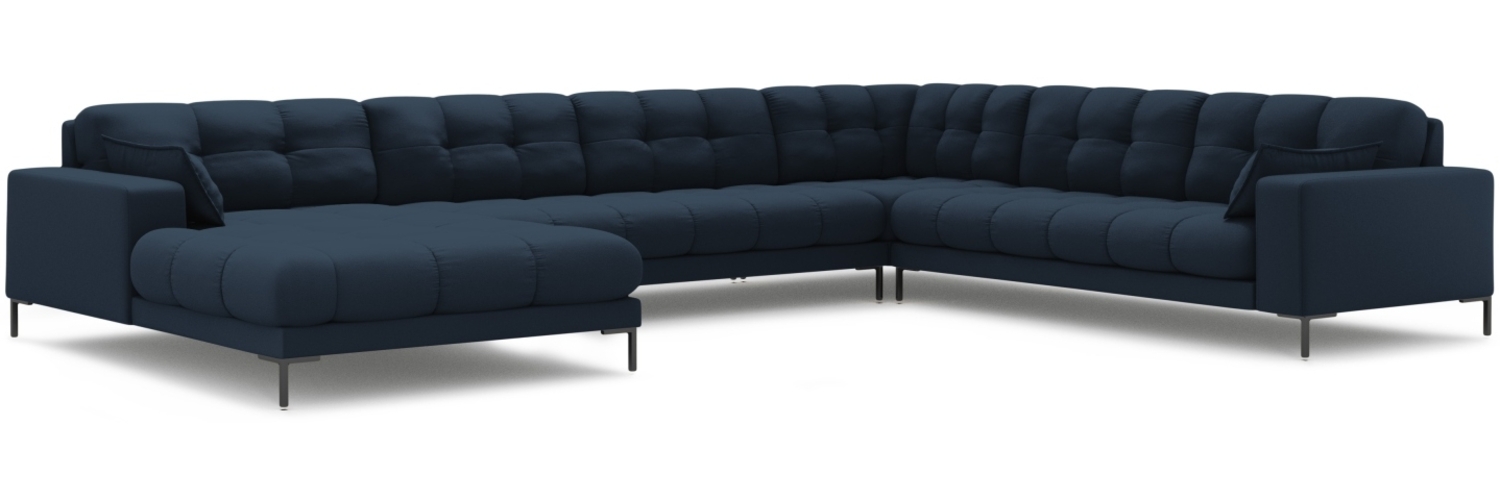 Micadoni Wohnlandschaft Mamaia 7-Sitzer Strukturierter Stoff Blau Metall schwarz Rechts Bild 1