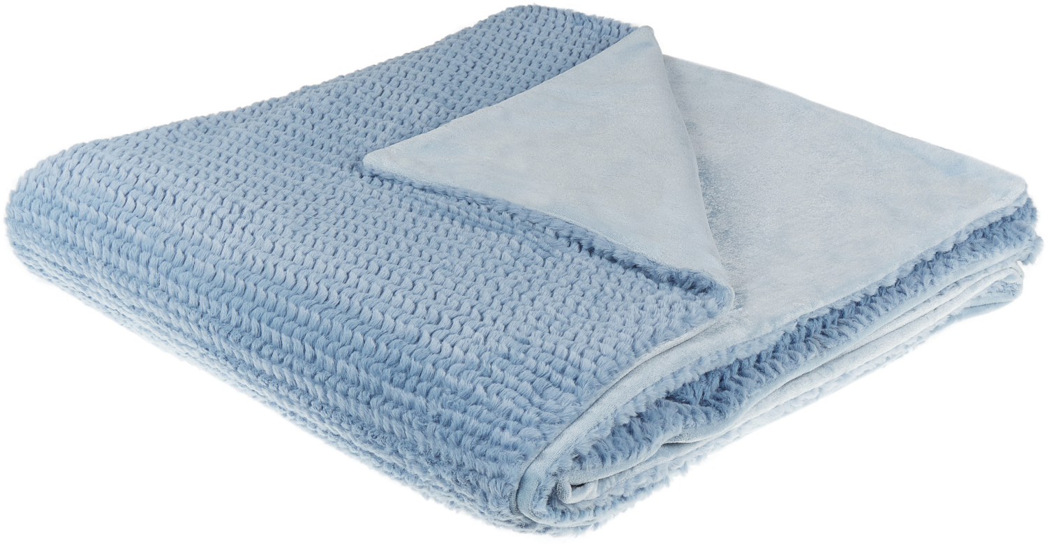 Kuscheldecke BJAS Stoff 200 x 220 cm Blau Kein Muster Bild 1