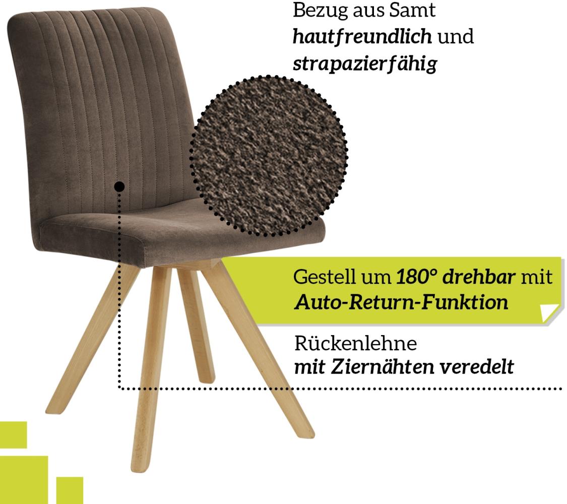 smart 6er Set drehbare Esszimmerstühle - Bezug Mikrofaser braun, 180° drehbar mit Auto-Return-Funktion - Massivholz Stuhlbeine - Küchenstuhl, Polsterstuhl mit Schaumstofffüllung Bild 1