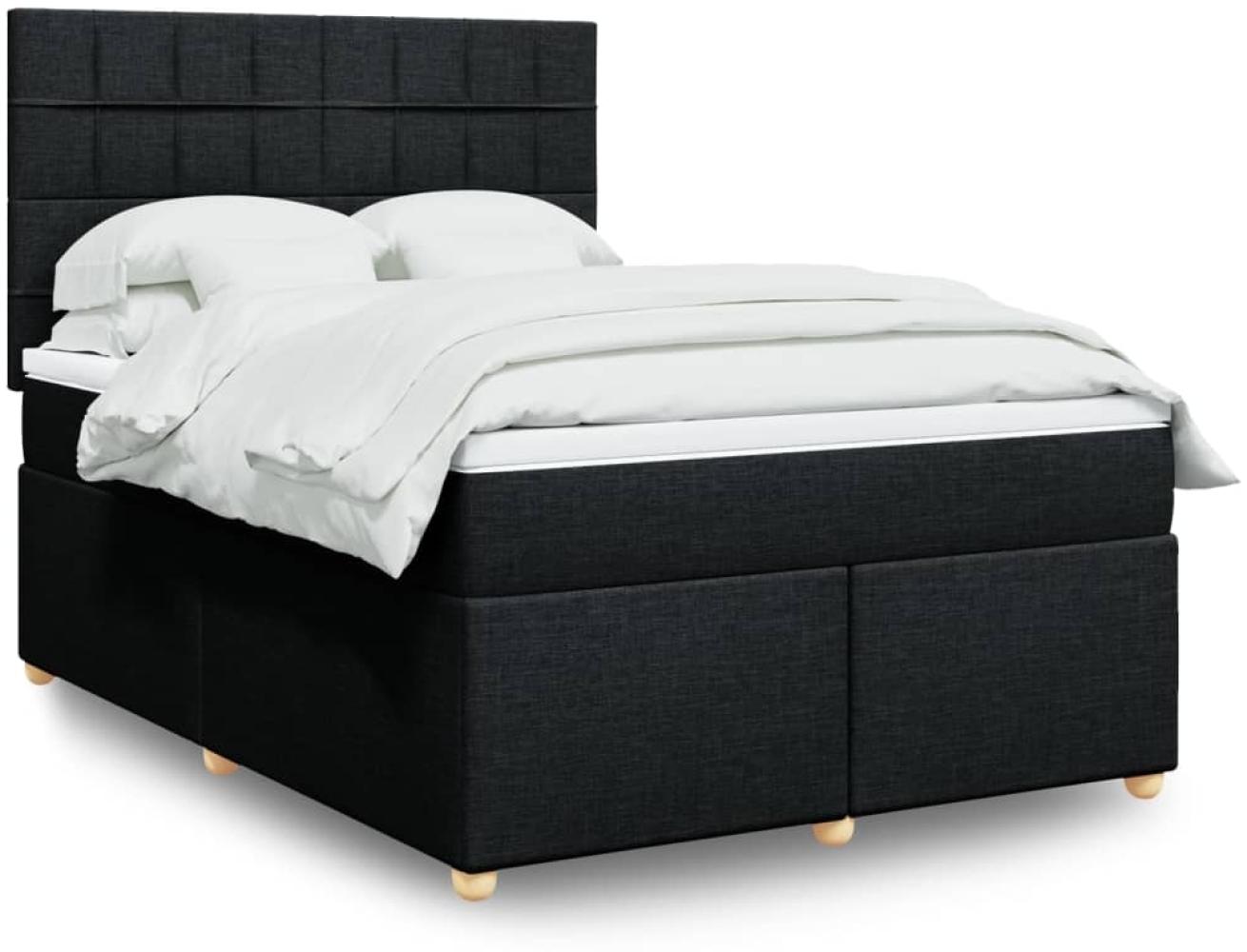 vidaXL Boxspringbett mit Matratze Schwarz 160x200 cm Stoff 3293633 Bild 1