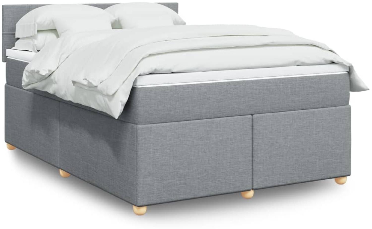 vidaXL Boxspringbett mit Matratze Hellgrau 140x190 cm Stoff 3288975 Bild 1