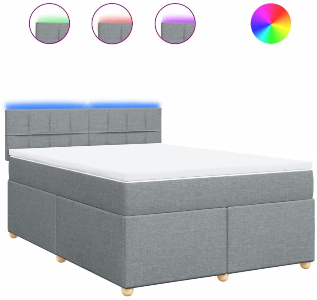vidaXL Boxspringbett mit Matratze Hellgrau 140x190 cm Stoff 3288975 Bild 1