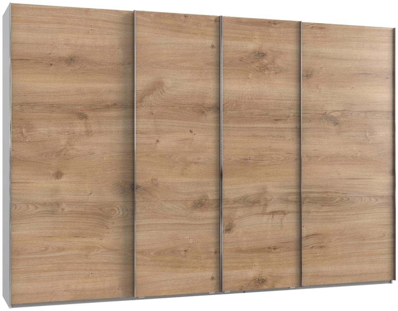 Schwebetürenschrank LEVEL 36 A, 350/236, ohne Spiegel/Schubladen, Weiß/Plankeiche Bild 1