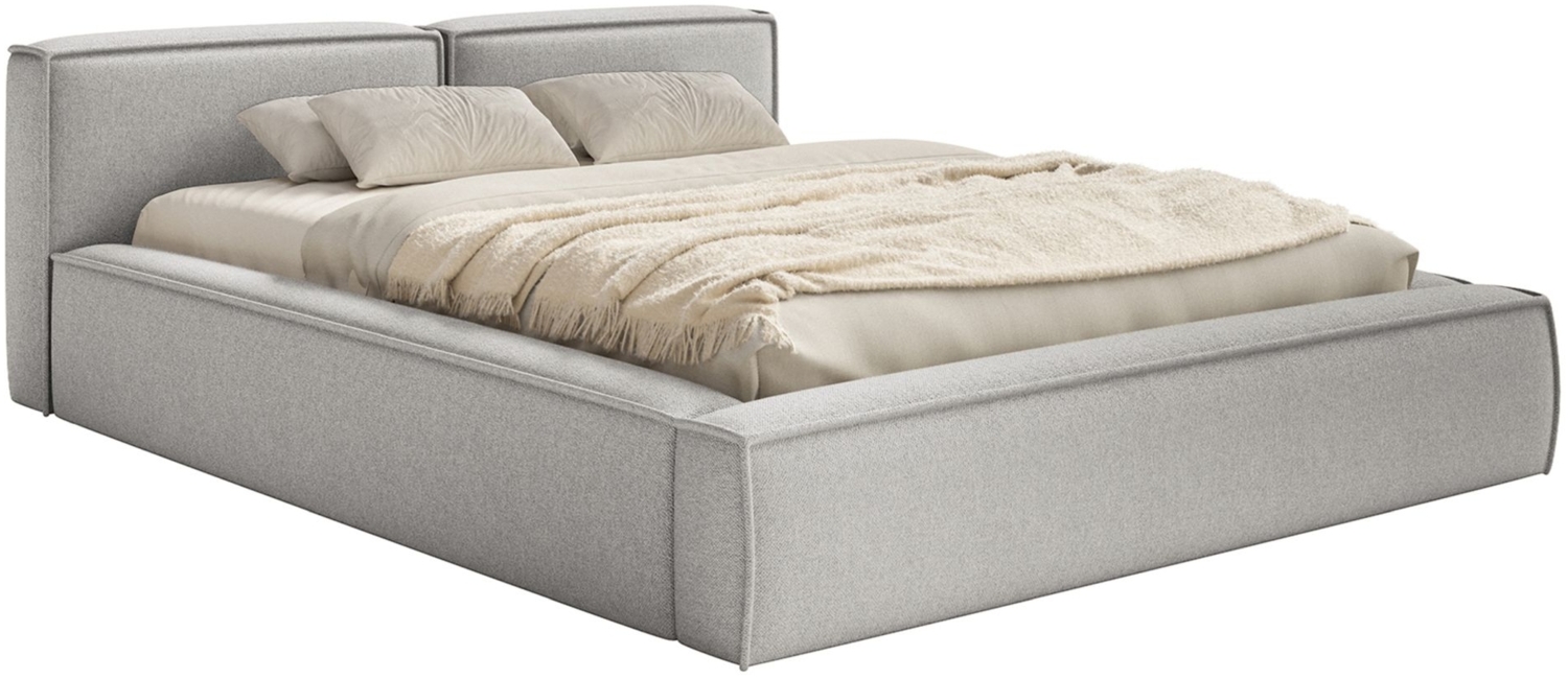 Selsey 'Tilves Slim'Polsterbett 160x200 mit Bettkasten und Lattenrost, Chenille, hellgrau Bild 1