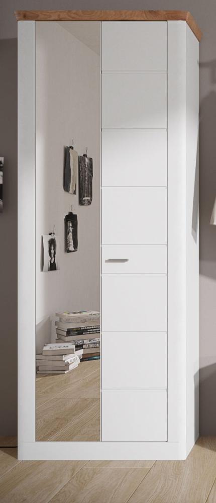 Garderobenschrank / Schuhschrank Norton in weiß matt und Eiche 79 x 204 cm Bild 1