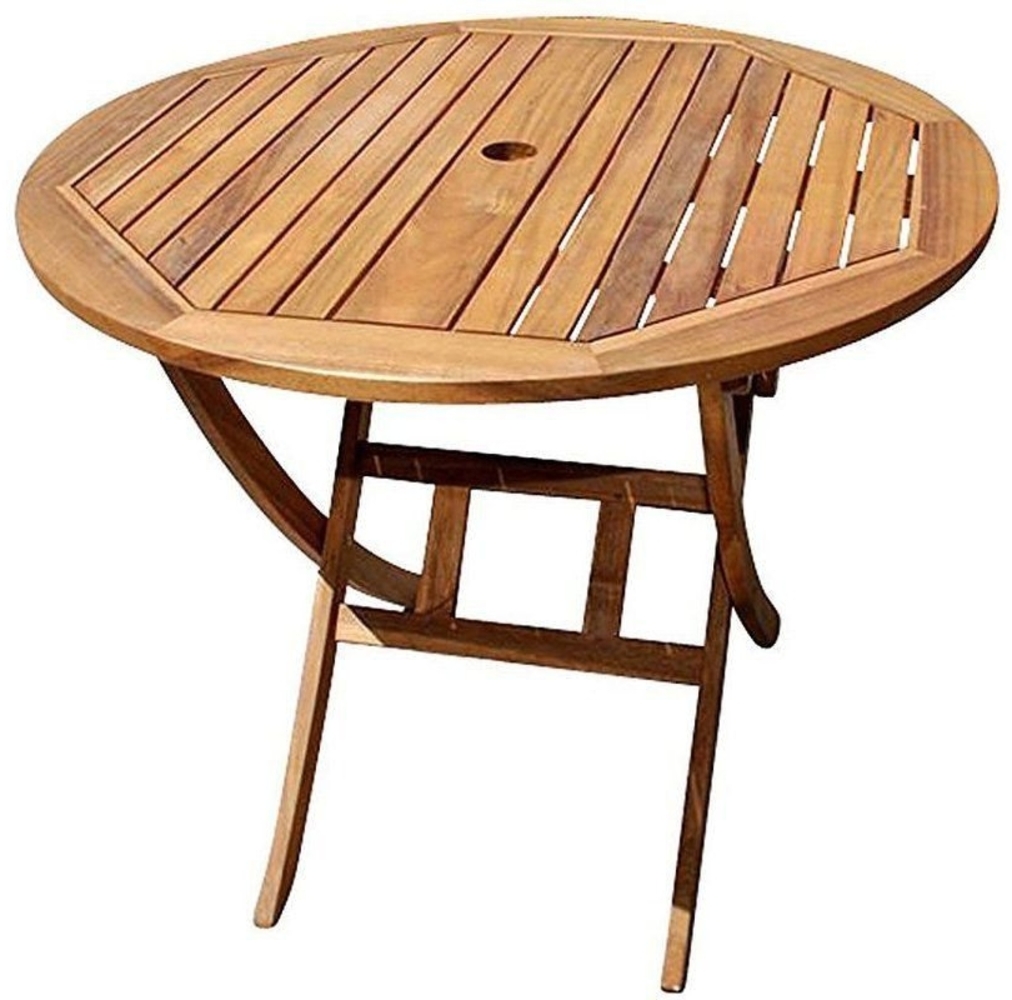 Trelevo® Gartentisch Jordan, klappbar, praktisches Schirmloch in der Mitte, Akazienholz, 90cm Bild 1
