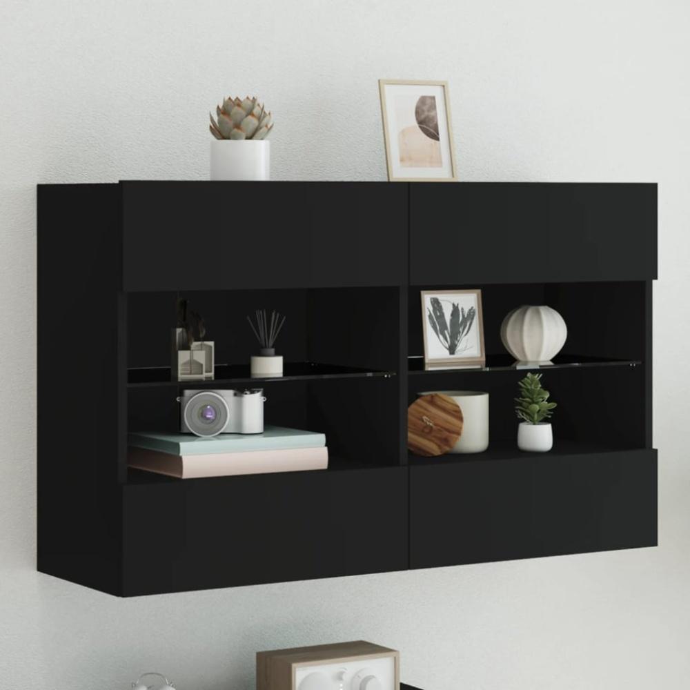 vidaXL TV-Wandschrank mit LED-Leuchten Schwarz 98,5x30x60,5 cm 837107 Bild 1