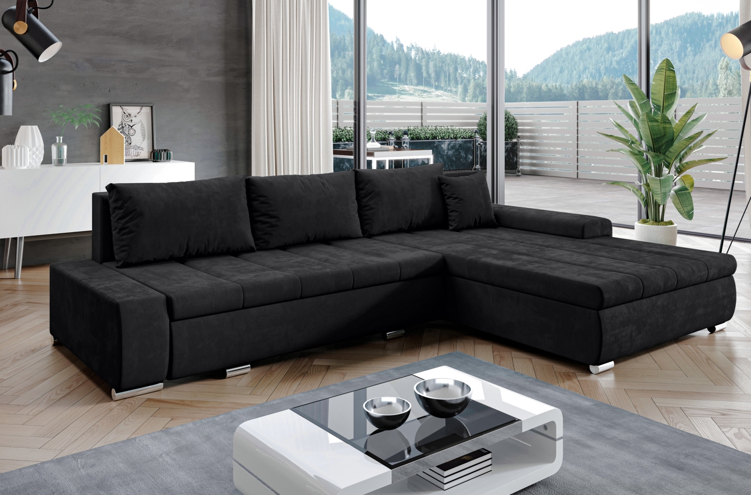 AX LIVING Eckcouch mit Bettfunktion Tunceli Anthrazit - 297 cm breit Bild 1