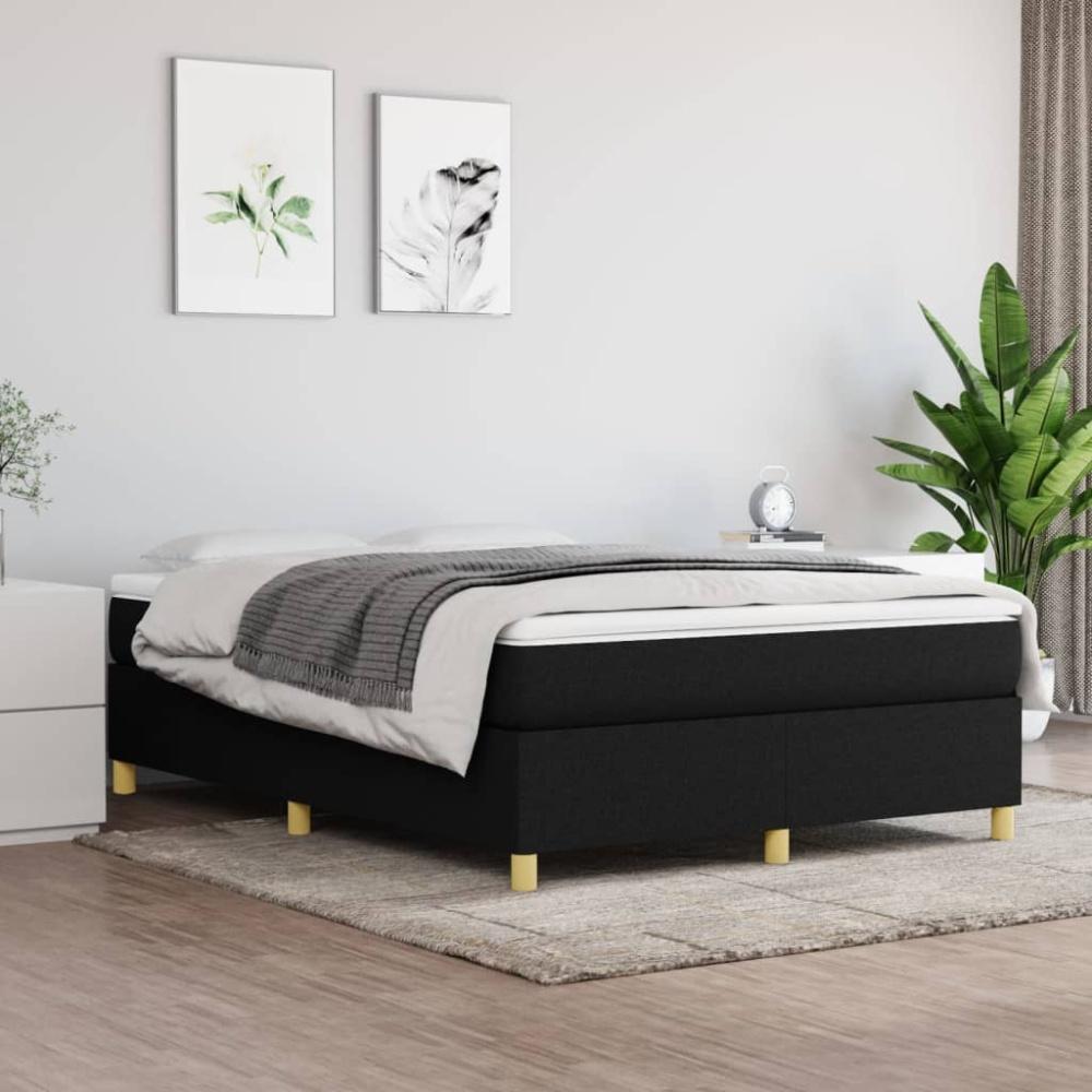 vidaXL Boxspringbett mit Matratze Schwarz 140x200 cm Stoff 3144524 Bild 1