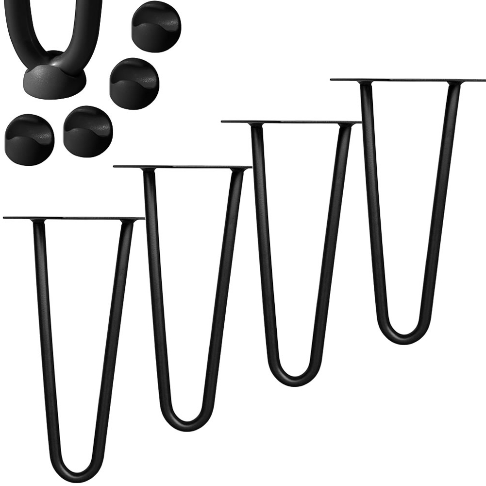 Tischbeine 4er Set Hairpin Leg Haarnadelbeine Tischgestell Tisch Tischkufen Legs Esstisch Harpins Tischbein 2 Streben Schwarz - 20 cm Bild 1