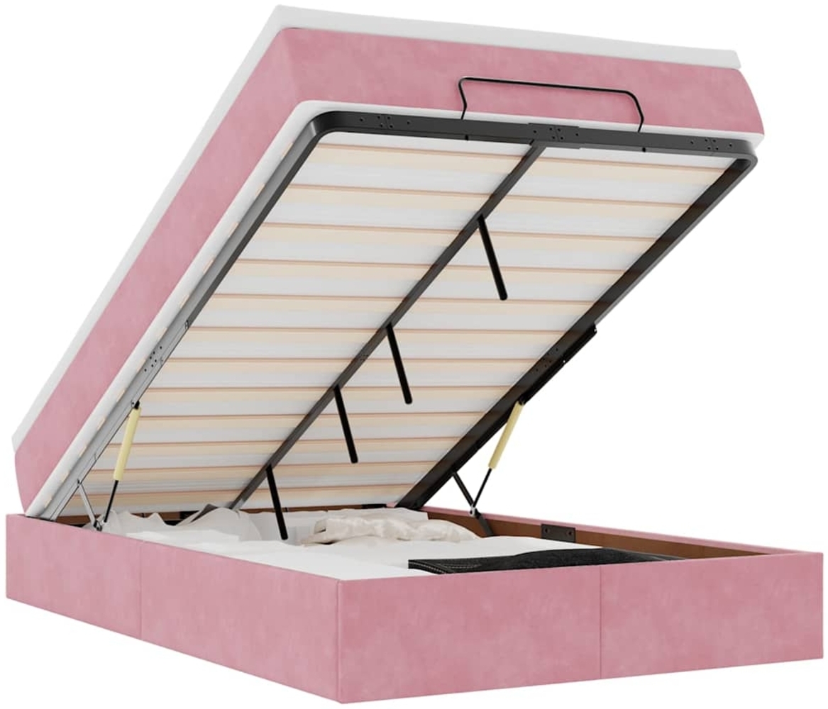 vidaXL Ottoman-Bett mit Matratze Rosa 120x190 cm Samt 3311176 Bild 1