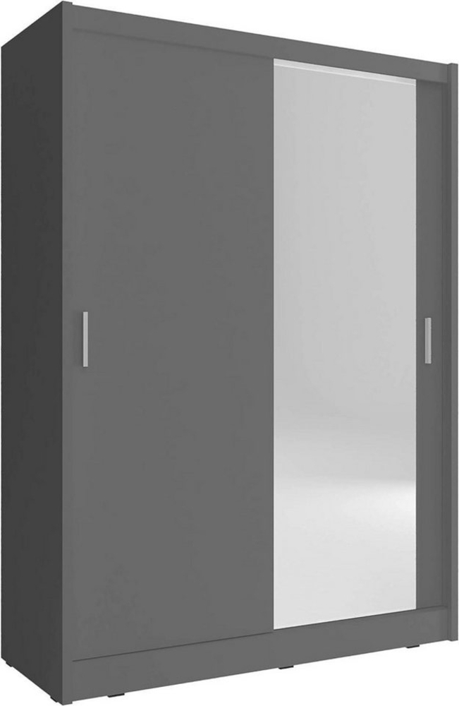 MOEBLO Kleiderschrank BORNEO A1 (Wohnzimmerschrank 2-türig Schrank Gaderobe Schiebtüren, mit Spiegel Schwebetürenschrank mit Einlegeböden und Kleiderstange) (BxHxT): 130/150x200x60cm Bild 1