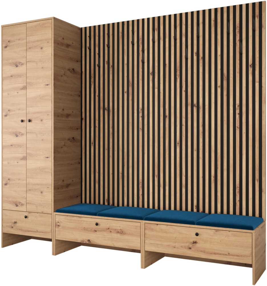 Garderoben-Set Melire VI, Kleiderschrank, Unterschrank, Griffe aus Metall (Farbe: Artisan Eiche, Manila 26) Bild 1