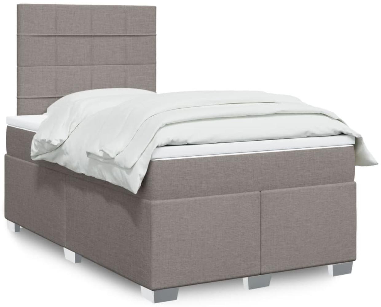 vidaXL Boxspringbett mit Matratze Taupe 120x190 cm Stoff 3292731 Bild 1