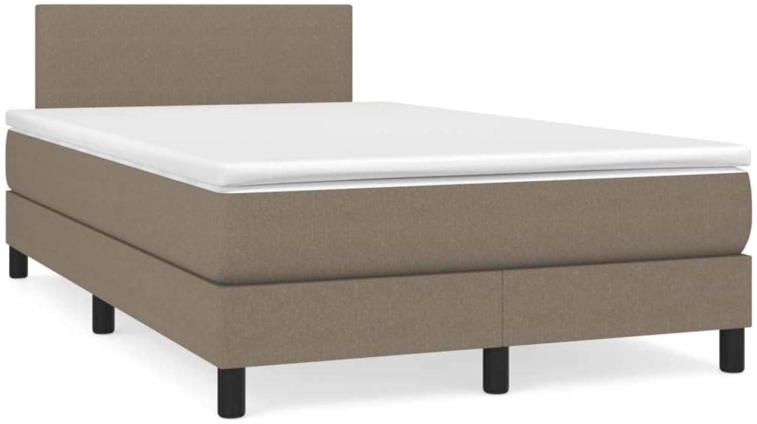 vidaXL Boxspringbett mit Matratze, Stoff, Taupe, 120x200 cm, H2 Bild 1