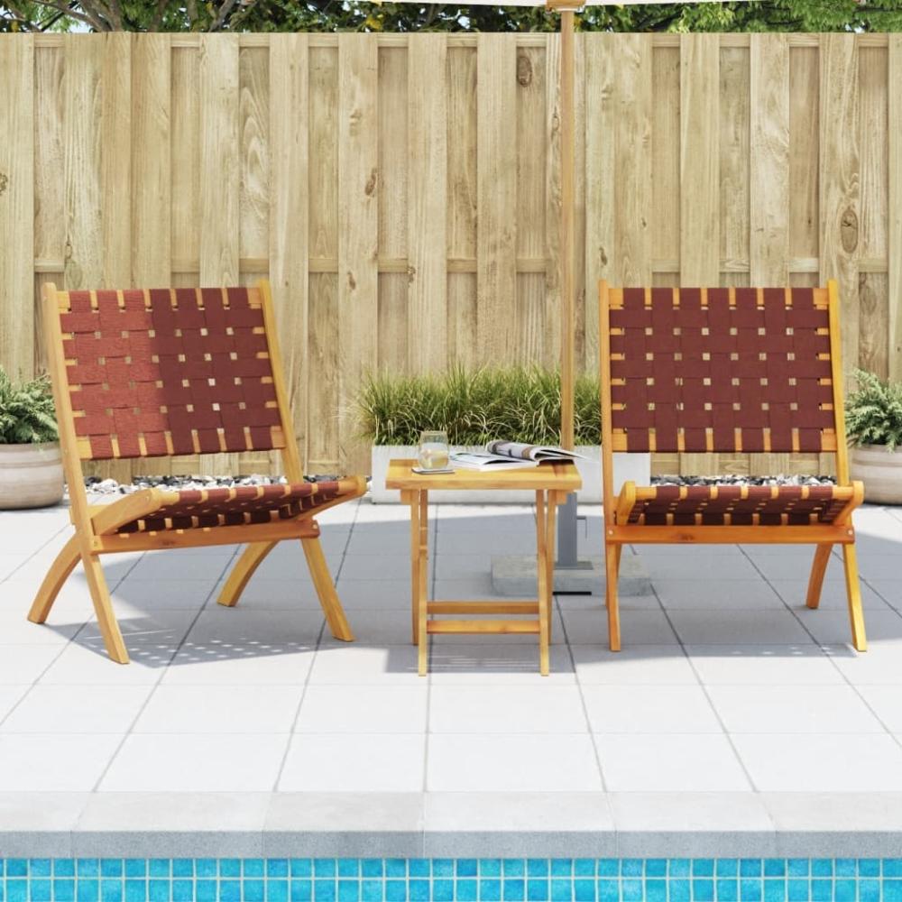 vidaXL Gartenstühle 2 Stk. Klappbar mit Tisch Rot Massivholz 3214220 Bild 1