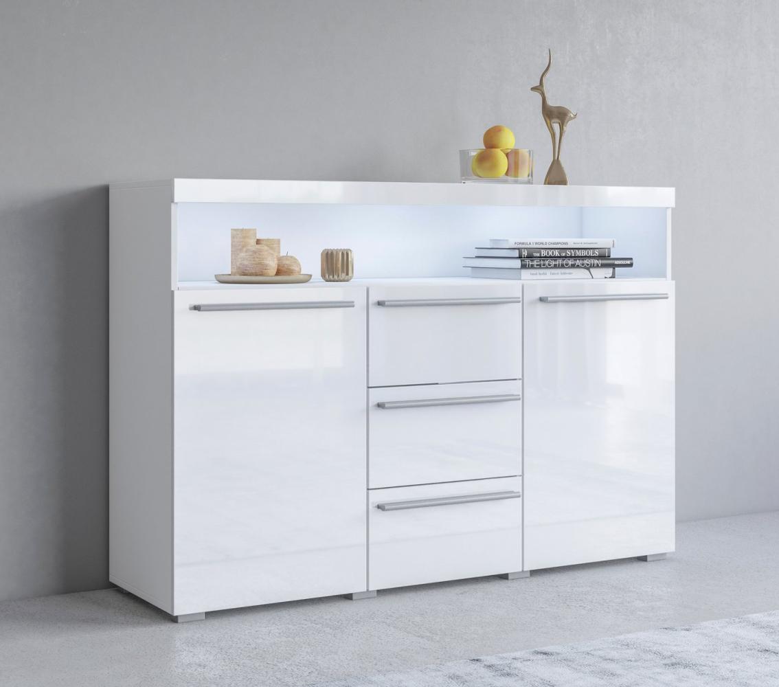 INOSIGN Sideboard India,Breite 132cm stilvolle Anrichte mit 2Türen, 3 Schubladen, Kommode viel Stauraum, Einlegeböden verstellbar,ohne Beleuchtung Bild 1