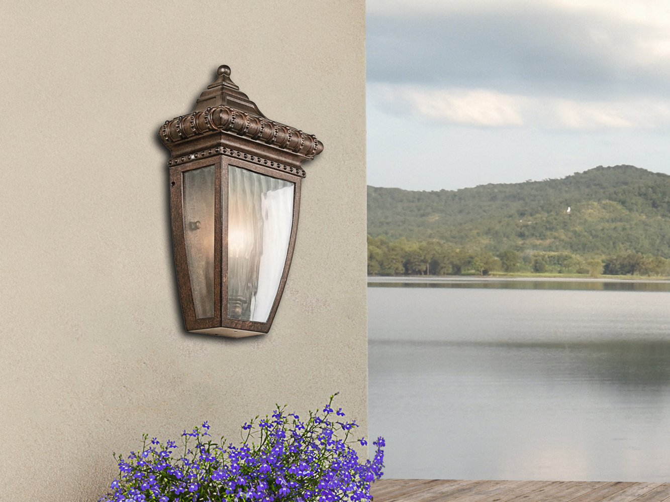 Außenleuchte, Wandlampe, Metall Regenglas, H 29,8 cm Bild 1