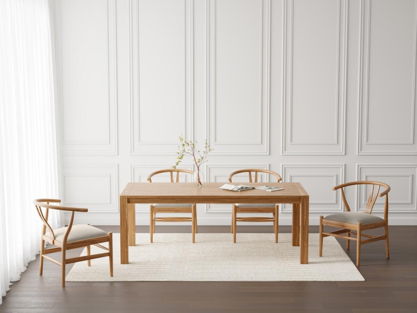 Vente-unique - Stuhl - Teakholz & Stoff - Holzfarben & Beige - POGIANA Bild 1