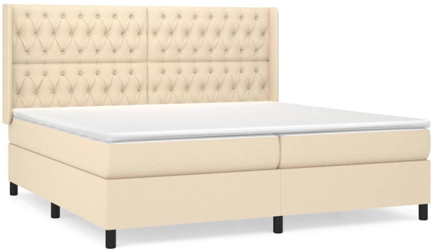 Boxspringbett mit Matratze Stoff Creme 200x200 cm, Härtegrad: H2 [3131702] Bild 1