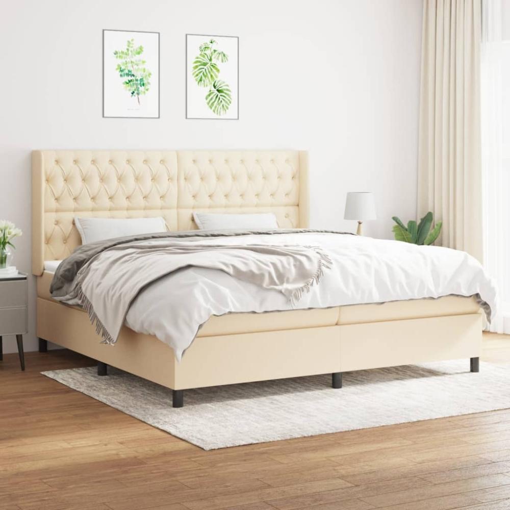 Boxspringbett mit Matratze Stoff Creme 200 x 200 cm, Härtegrad: H2 [3131702] Bild 1