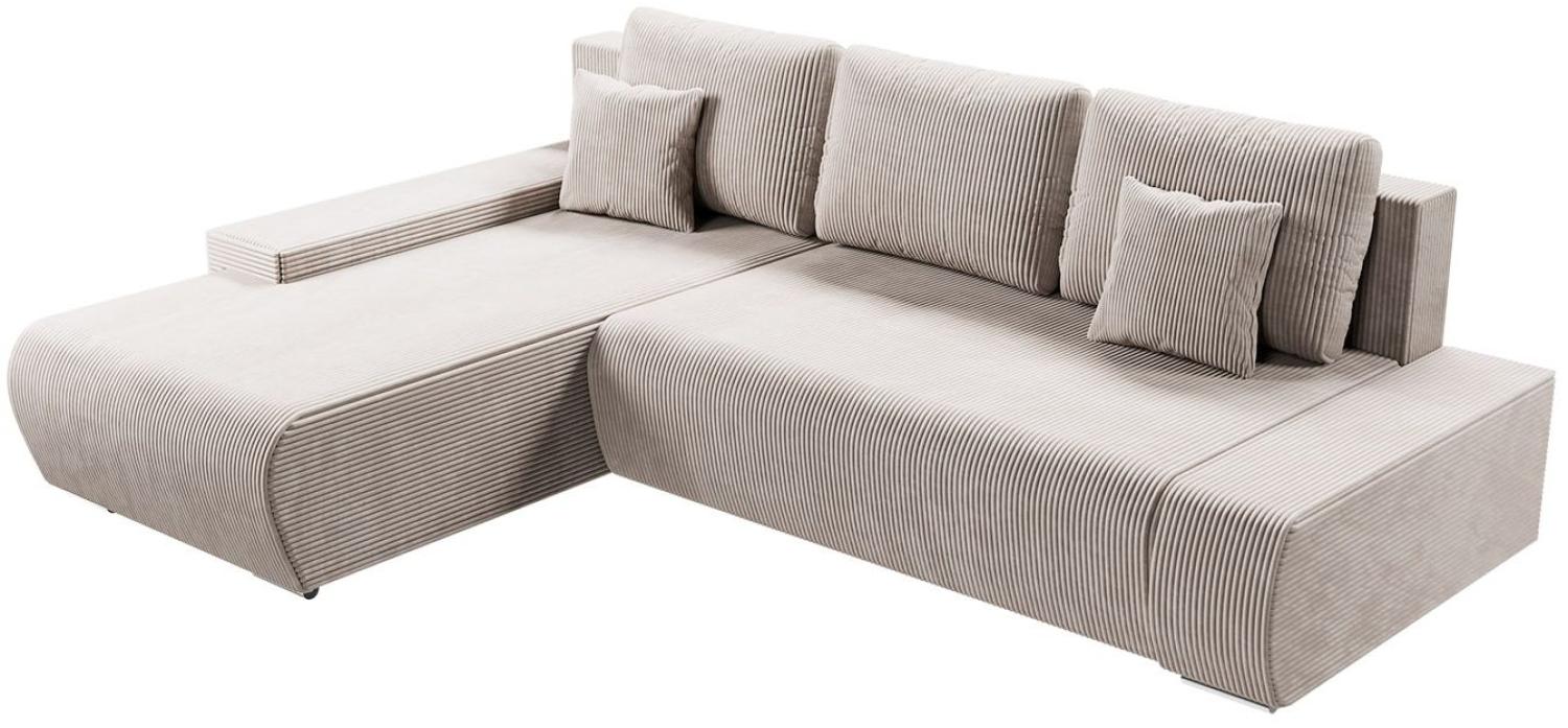 Juskys Sofa Iseo Links mit Schlaffunktion - Stoff Couch L Form für Wohnzimmer, bequem, ausziehbar - Schlafsofa Ecksofa Eckcouch Schlafcouch Beige Bild 1