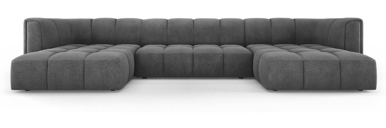 Micadoni Panorama Sofa Serena 5-Sitzer Strukturierter Stoff, Dunkelgrau Bild 1