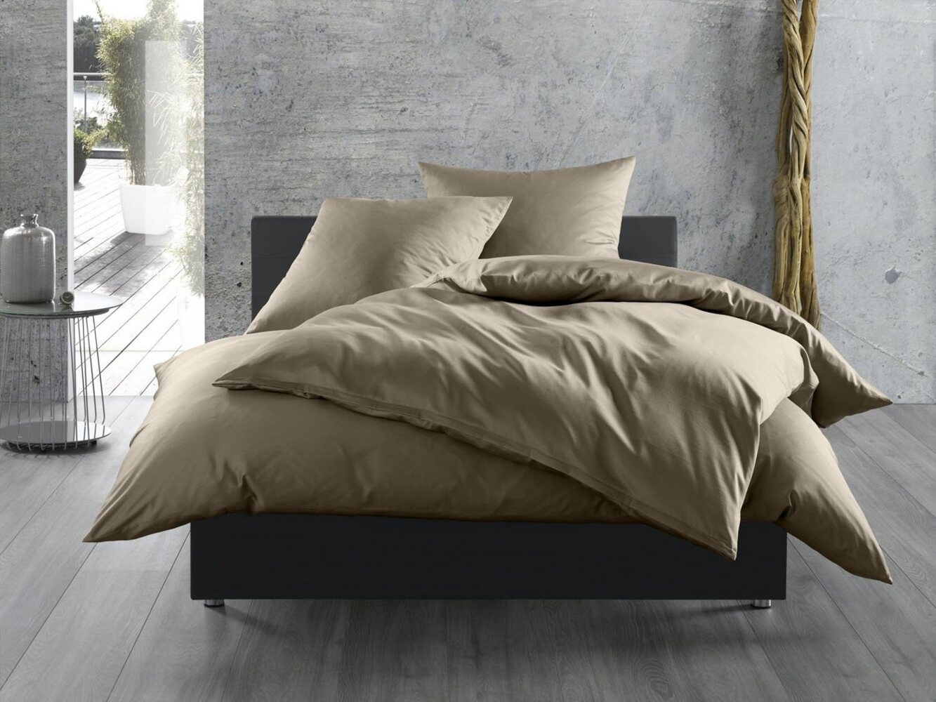 BETTWAESCHE-MIT-STIL Bettwäsche Mako Satin Bettwäsche uni einfarbig, Mako-Satin, 3 teilig Bild 1