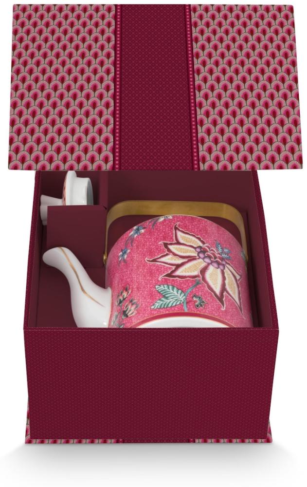 PIP STUDIO Flower Festival Oriental Geschenkset Teekanne dark pink 1l Bild 1