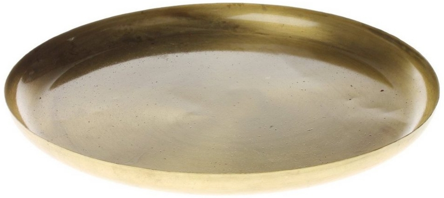 Macosa Home Dekotablett Tablett rund Gold 28 cm Metall Dekoschale Tischdekoration (Dekotablett rund), Obsttablett Wohn-Accessoire Dekotablett Kerzentablett modern Bild 1