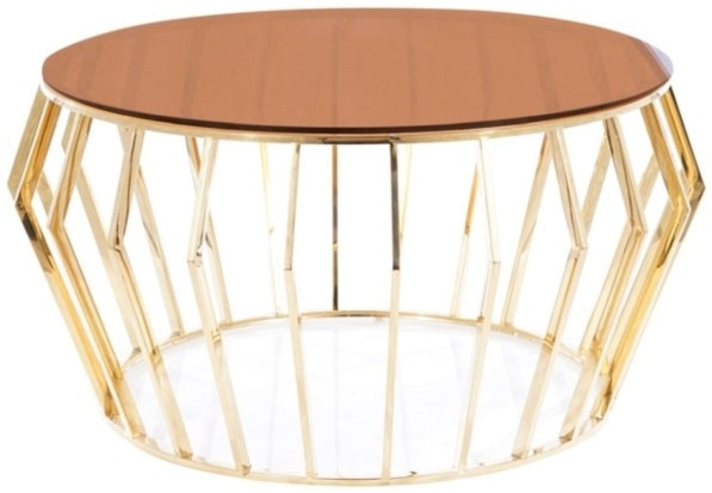 Couchtisch Glastisch Ariana A 80 x 80 x 45 cm Bernsteinfarben Gold Bild 1