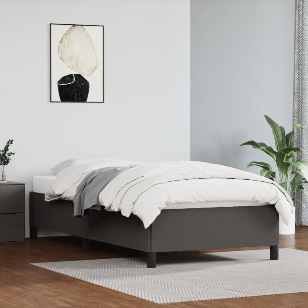 vidaXL Boxspringbett, 100x200 cm, Grau, Kunstleder, Schwarz Bild 1