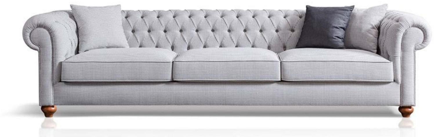 Casa Padrino Luxus Chesterfield Sofa Grau / Braun 300 x 100 x H. 77 cm - Wohnzimmer Sofa - Hotel Sofa - Wohnzimmer Möbel - Chesterfield Möbel - Luxus Möbel - Luxus Einrichtung Bild 1