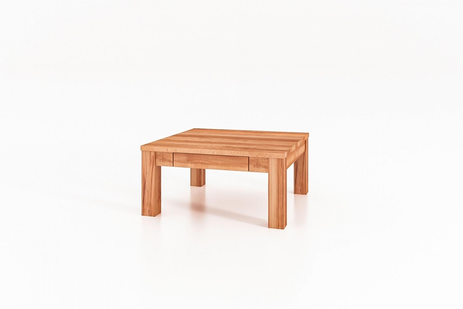 Couchtisch Bento aus Kernbuche massiv 90x90x43 cm mit Schublade und Holzbeinen Bild 1