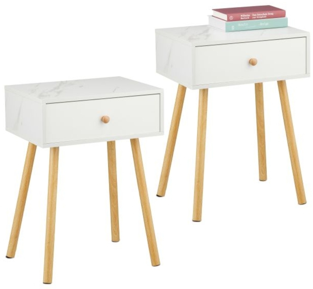 Nachttisch Marmoroptik & Holzbeine 10051175_303 Bild 1
