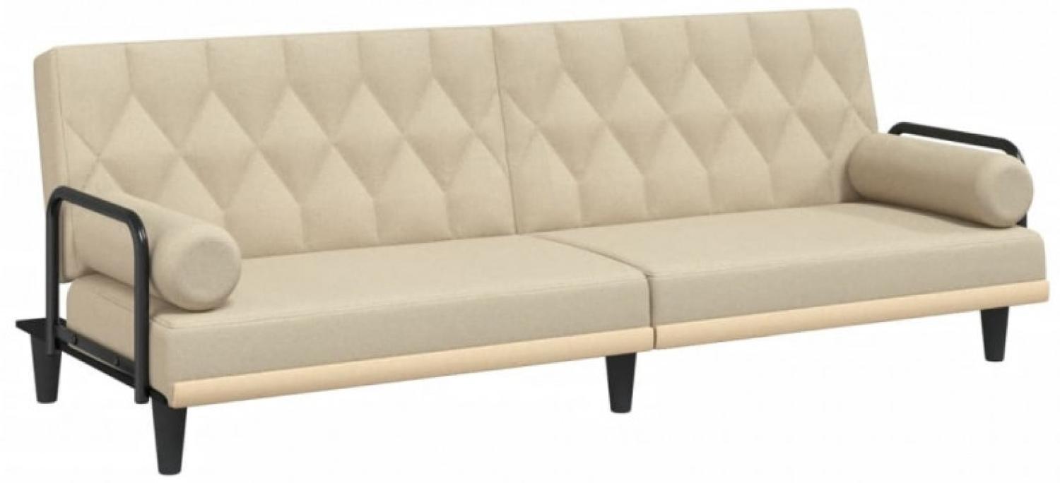 Schlafsofa mit Armlehnen Creme Stoff Bild 1