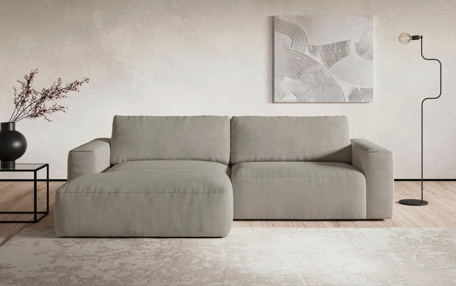 COTTA Ecksofa Lasso L-Form, XL-Sofa, mit breiter Recamiere im trendigen Cord oder angenehmen Strukturstoff Bild 1