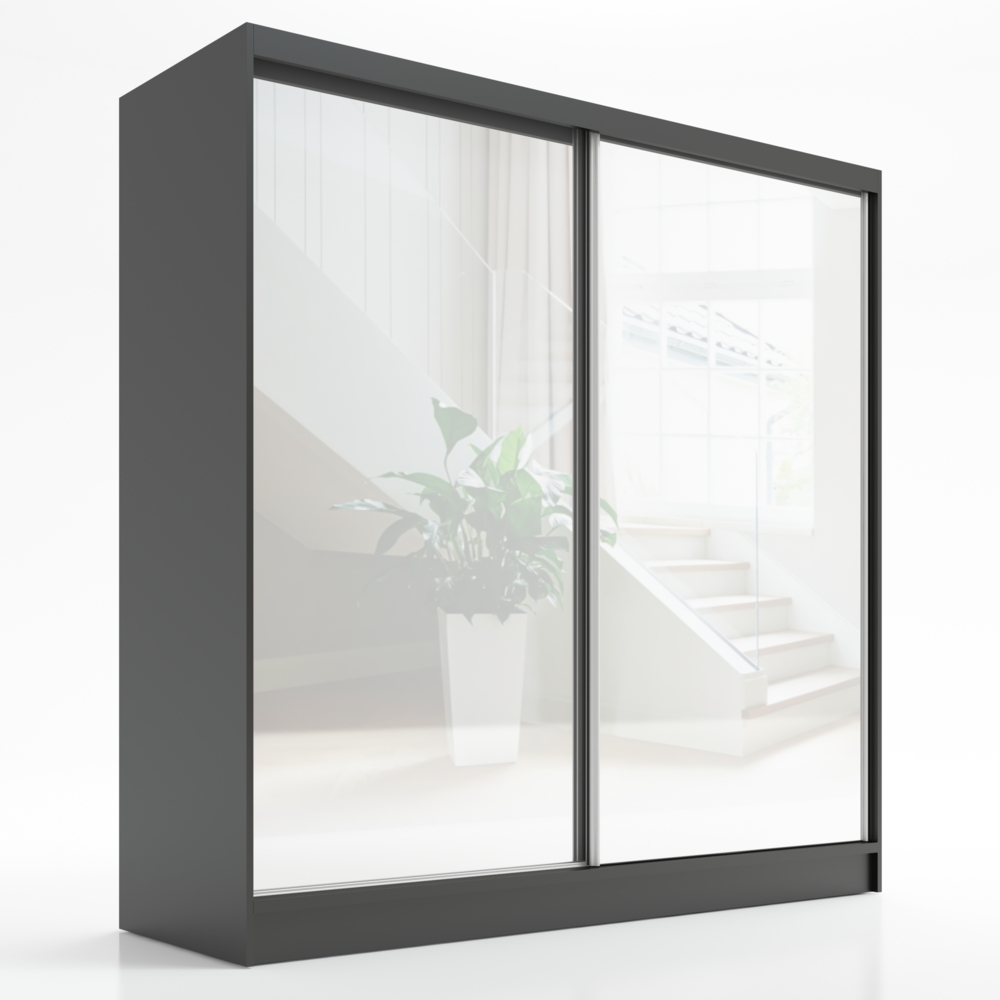 A&J MöbelLand Schwebetürenschrank IVAR 200 cm mit drei Schubladen und Spiegel Bild 1