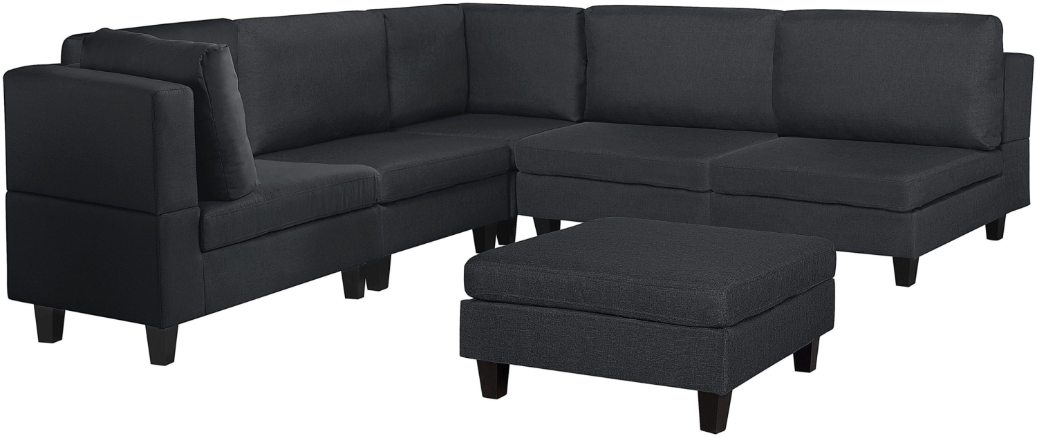 Ecksofa Polsterbezug dunkelgrau 5-Sitzer mit Ottomane FEVIK Bild 1