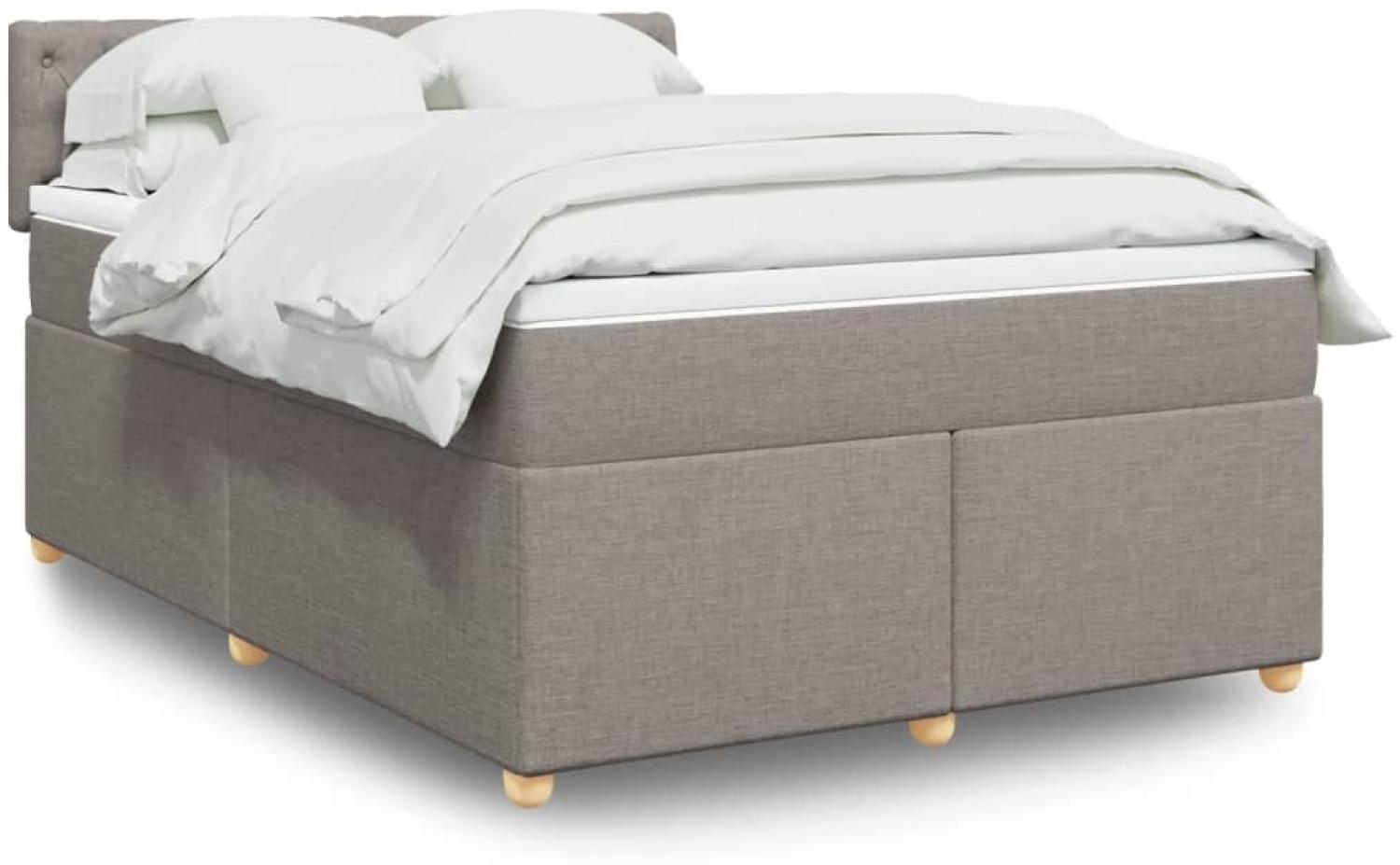 vidaXL Boxspringbett mit Matratze Taupe 160x200 cm Stoff 3289042 Bild 1