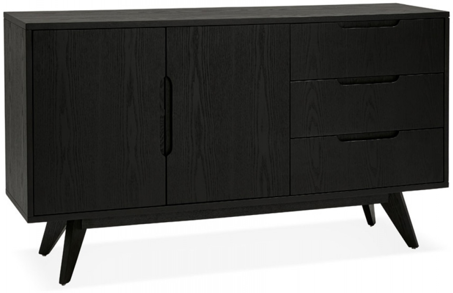 Designer-Sideboard PORTOBELLO | Designer-Aufbewahrungsmöbel aus schwarzem Holz mit Schränken und Schubladen | 150 x 40 x 75 cm Kadima Design Bild 1