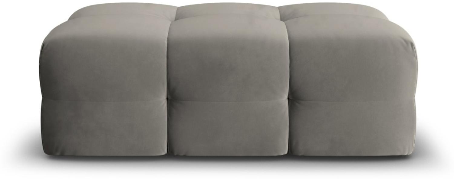 Micadoni Samtstoff Pouf Hocker Kendal | Bezug Dark Grey | Beinfarbe Black Beech Wood Bild 1