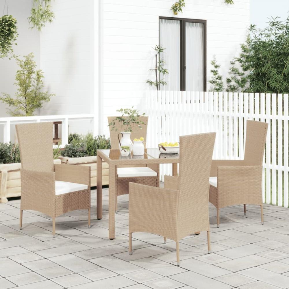 vidaXL Gartenstühle mit Kissen 4 Stk. Poly Rattan Beige 319533 Bild 1