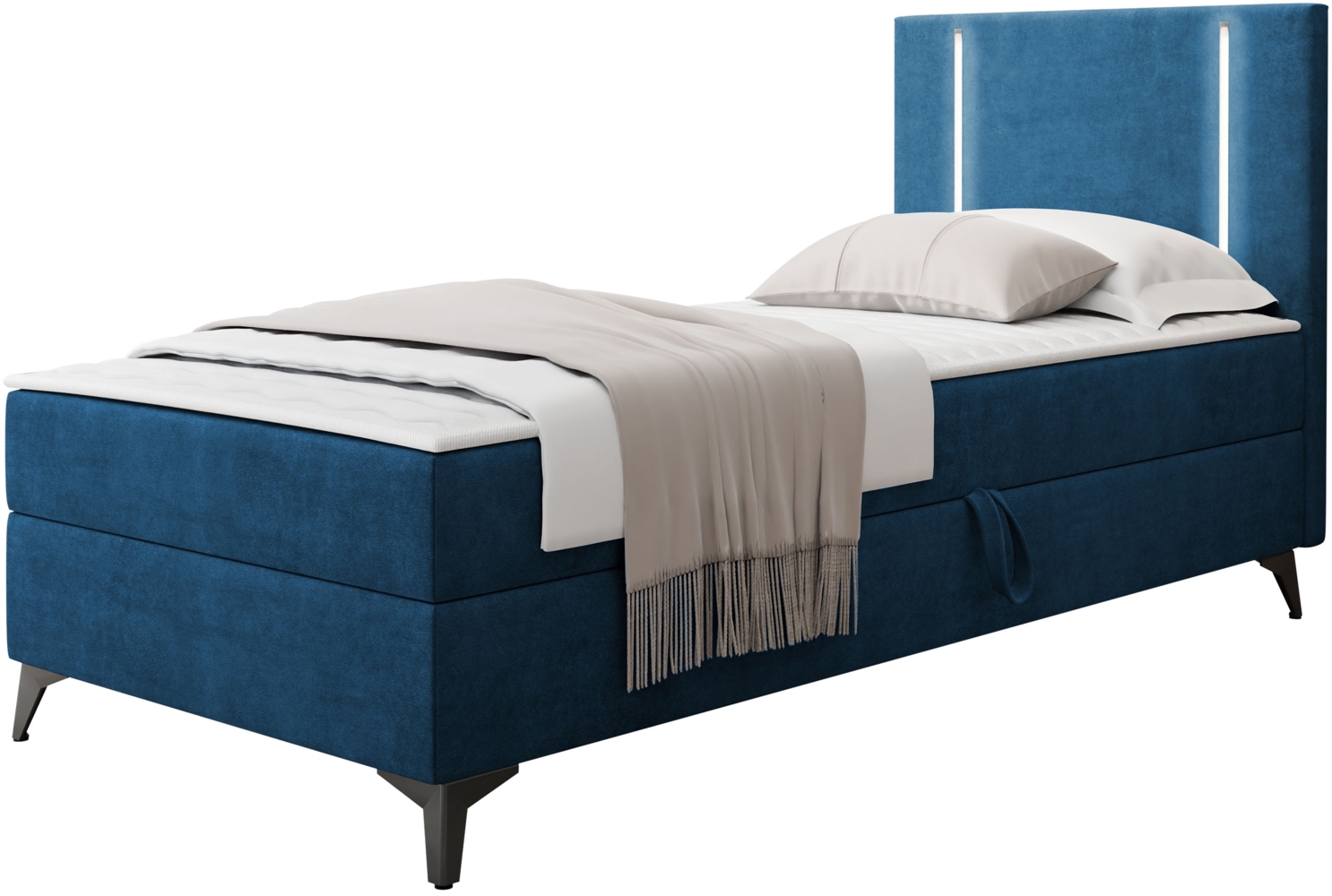 Boxspringbett Ono 1 mit LED-Beleuchtung und Bettkasten (Farbe: Manila 26, Seite: Rechts, Größe: 80 x 200 cm) Bild 1