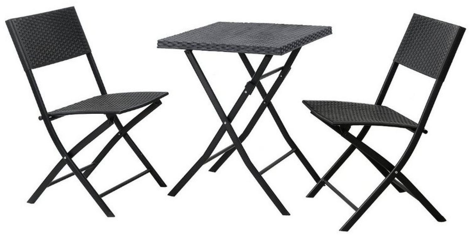 SVITA Polyrattan Bistro-Set Balkonset Klappmöbel Stuhl Tisch Gartenmöbel Schwarz Bild 1