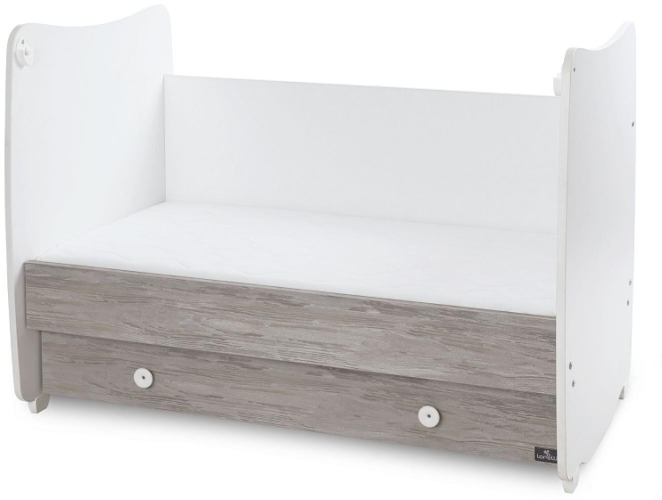 Lorelli Babybett Dream 60 x 120 cm umbaubar Schreibtisch Kinderbett Schaukelbett weiß grau Bild 1